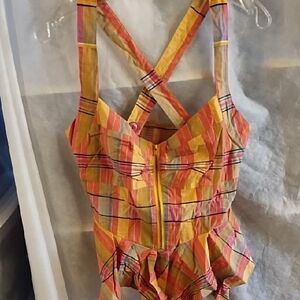 No Label Colorful Plaid Sleeveless Top